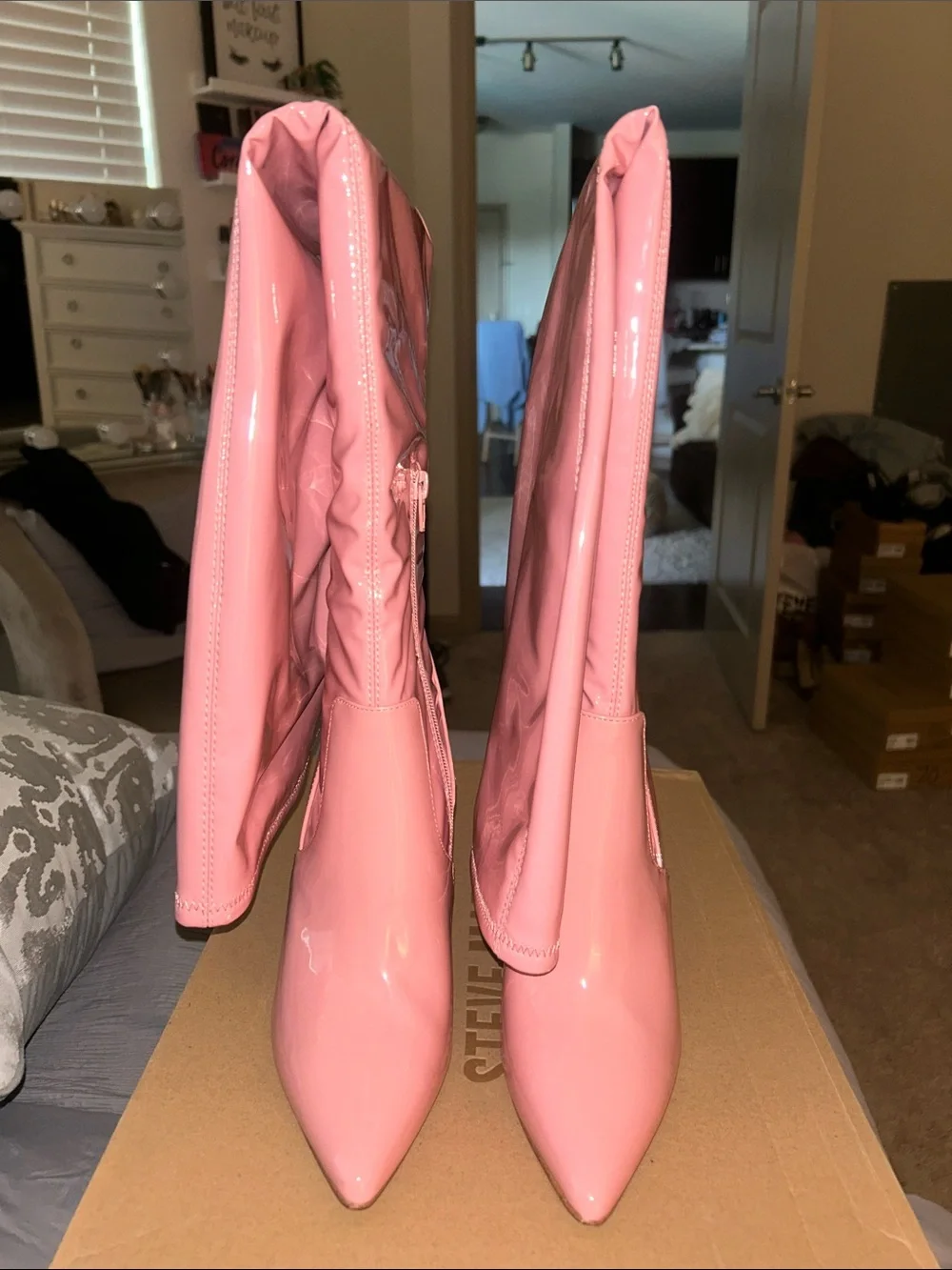 Women’s Pink Patent Thigh-High Stiletto Boot